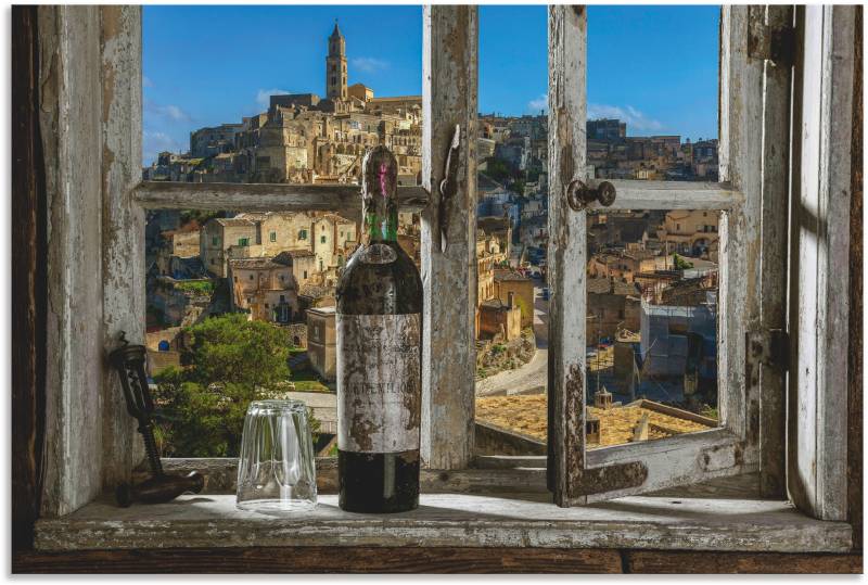 Artland Wandbild »Blick aus dem Fenster Matera, Italien«, Fenster & Türen, (1 St.), als Alubild, Outdoorbild, Leinwandbild, Poster, Wandaufkleber von Artland