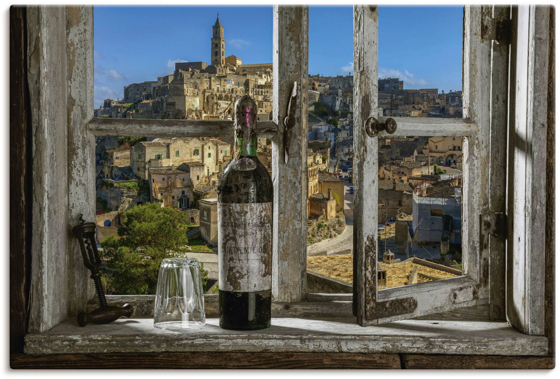 Artland Wandbild »Blick aus dem Fenster Matera, Italien«, Fenster & Türen, (1 St.), als Alubild, Outdoorbild, Leinwandbild, Poster, Wandaufkleber von Artland