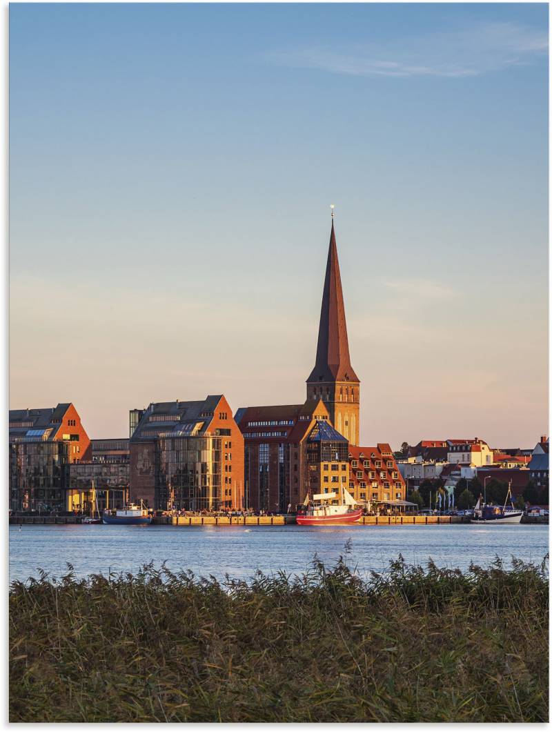 Artland Alu-Dibond-Druck »Blick über Warnow, Hansestadt Rostock«, Rostock, (1 St.), für Innen- und Aussenbereich geeignet, Outdoorbild von Artland