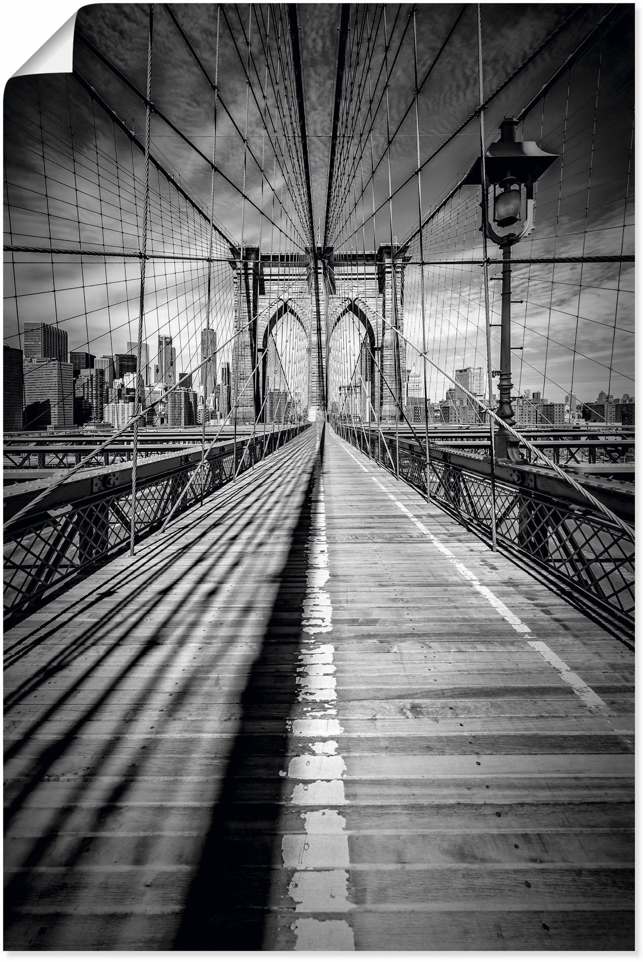 Artland Wandbild »Brooklyn Bridge, New York City Monochrom«, New York, (1 St.), als Leinwandbild, Poster in verschied. Grössen von Artland