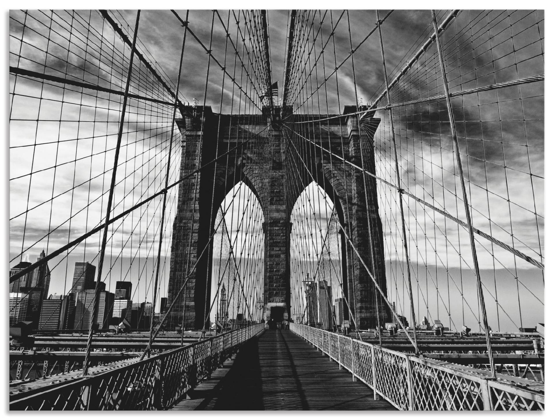 Artland Wandbild »Brooklyn Bridge - schwarz/weiss«, Brücken, (1 St.), als Alubild, Outdoorbild, Leinwandbild, Poster in verschied. Grössen von Artland