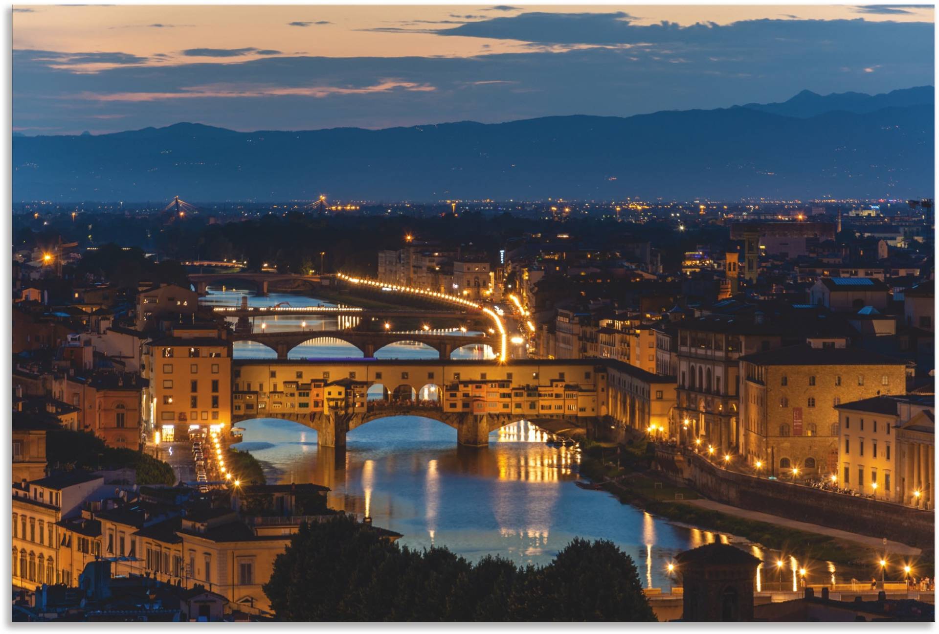 Artland Wandbild »Brücke Ponte Vecchio über dem Arno in Florenz«, Florenz, (1 St.), als Alubild, Leinwandbild, Wandaufkleber oder Poster in versch. Grössen von Artland