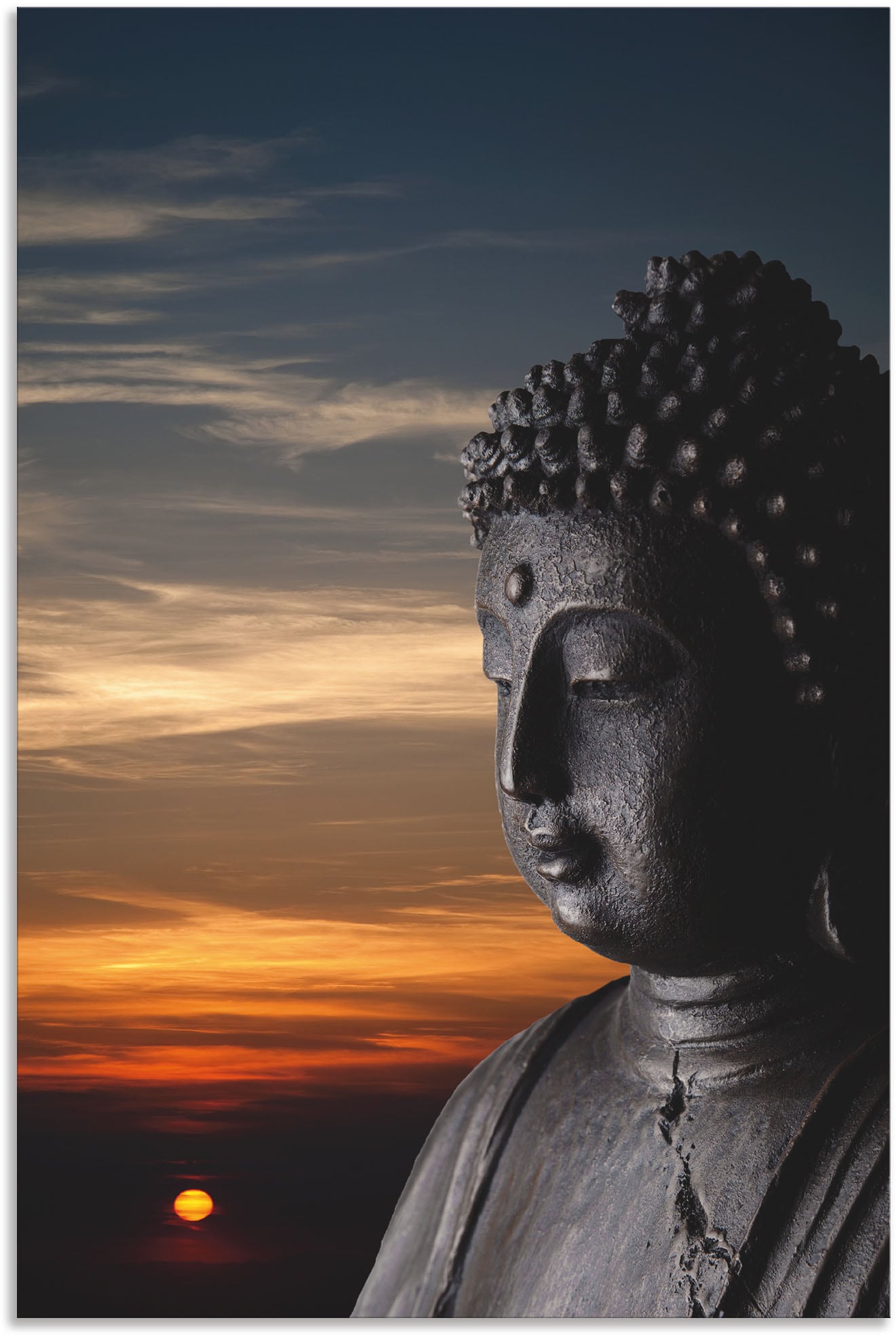 Artland Wandbild »Buddha Statue vor Sonnenuntergang«, Buddhismus, (1 St.), als Alubild, Leinwandbild, Wandaufkleber oder Poster in versch. Grössen von Artland