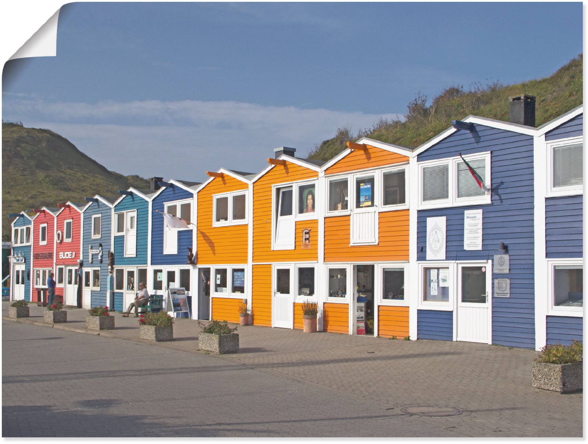 Artland Poster »Bunte Buden auf Helgoland«, Gebäude, (1 St.), als Leinwandbild, Wandaufkleber oder Poster in versch. Grössen von Artland