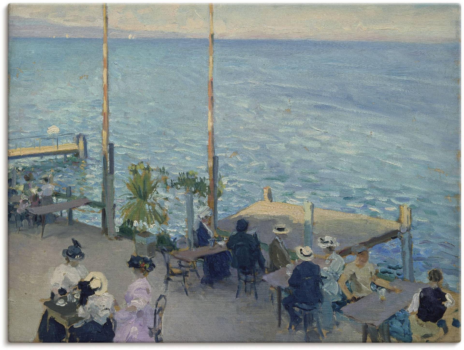 Artland Wandbild »Café-Terrasse am Genfer See. 1908«, Gewässer, (1 St.), als Leinwandbild, Wandaufkleber oder Poster in versch. Grössen von Artland