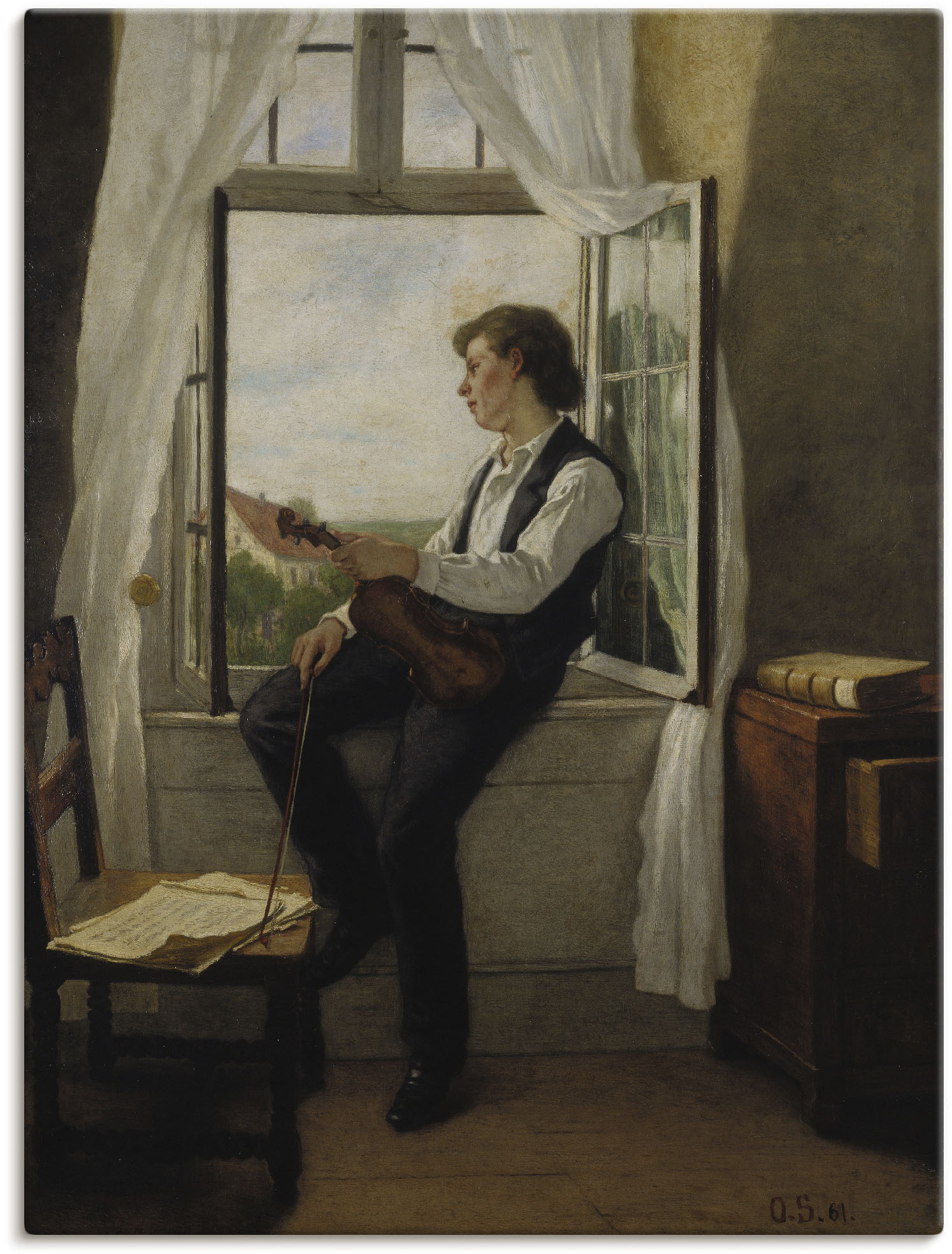 Artland Leinwandbild »Der Geiger am Fenster. 1861«, Mann, (1 St.), auf Keilrahmen gespannt von Artland