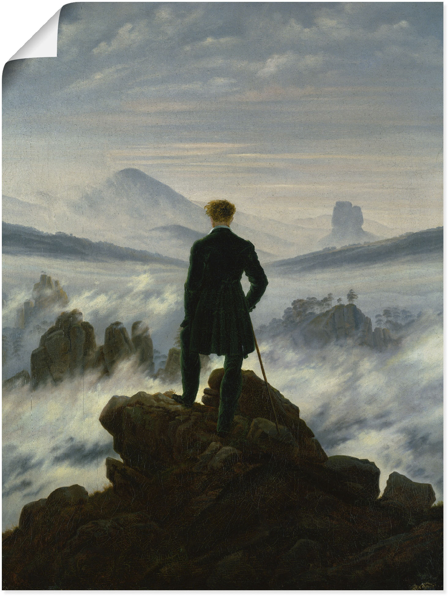 Artland Wandbild »Der Wanderer über dem Nebelmeer. Um 1818«, Mann, (1 St.), als Leinwandbild, Poster in verschied. Grössen von Artland