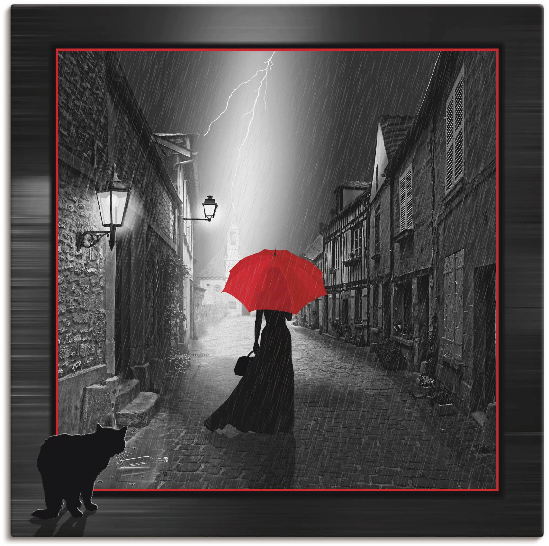 Artland Wandbild »Die Frau mit dem roten Schirm 2«, Frau, (1 St.), als Leinwandbild, Poster, Wandaufkleber in verschied. Grössen von Artland