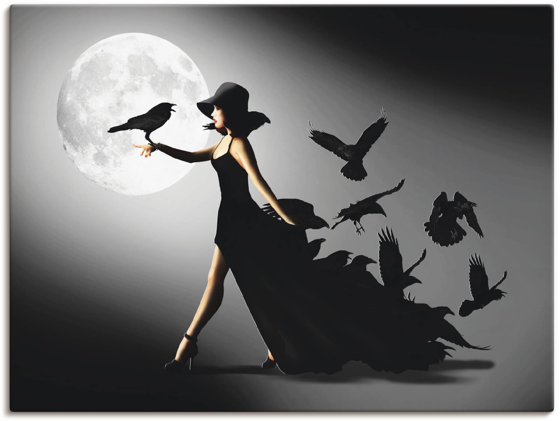 Artland Wandbild »Die Frau mit den Raben«, Animal Fantasy, (1 St.), als Alubild, Outdoorbild, Leinwandbild, Poster, Wandaufkleber von Artland