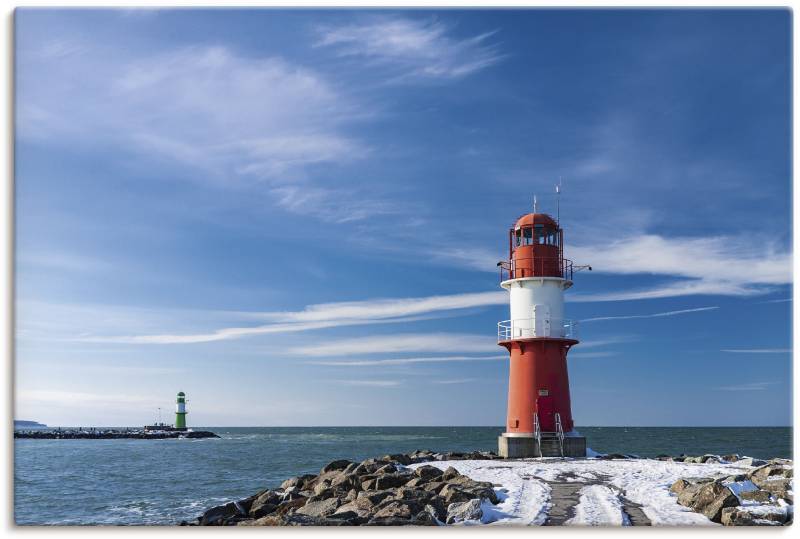 Artland Wandbild »Die Mole in Warnemünde im Winter«, Gebäude, (1 St.), als Alubild, Leinwandbild, Wandaufkleber oder Poster in versch. Grössen von Artland