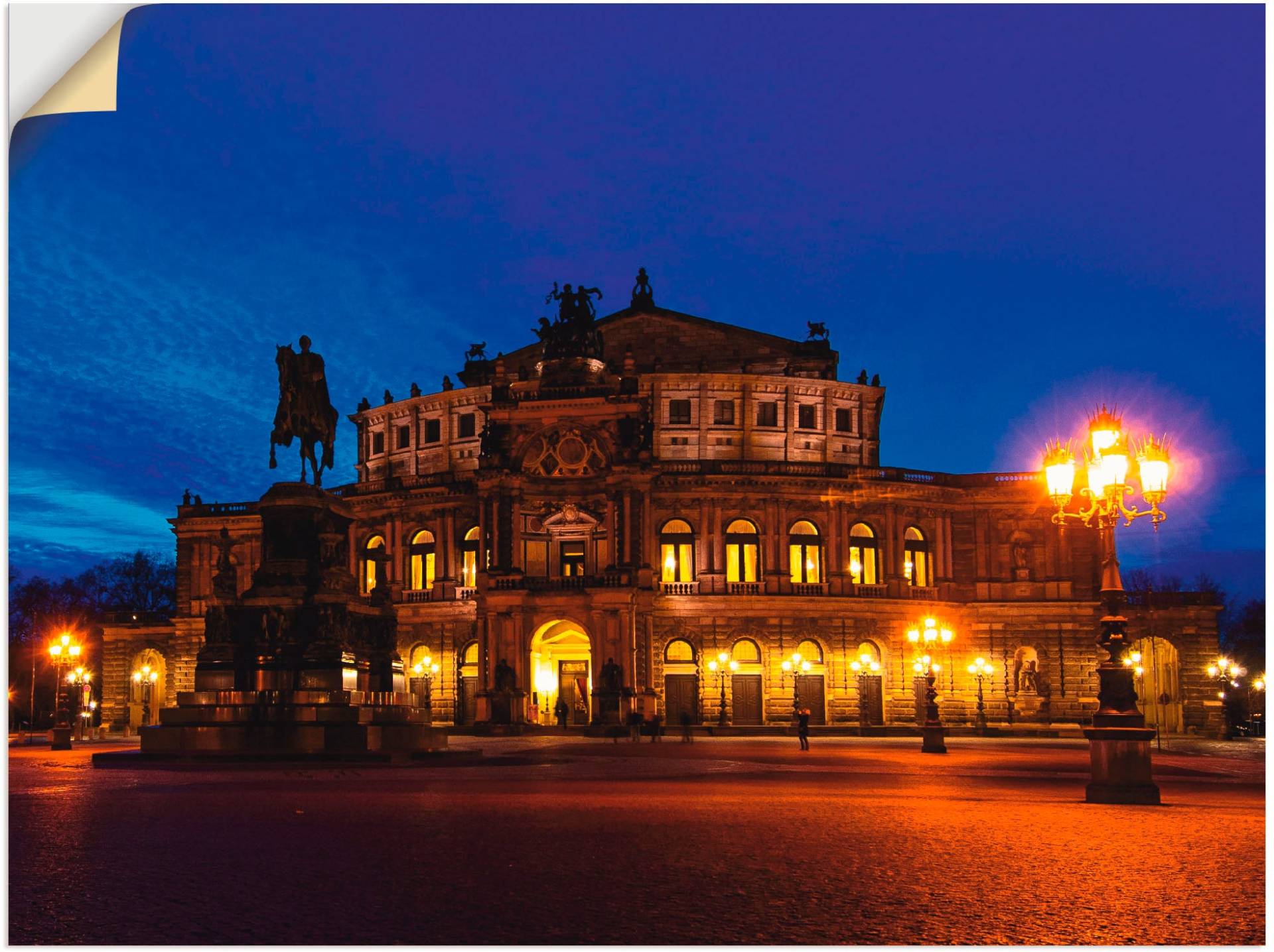 Artland Wandfolie »Dresden Semperoper, blaue Stunde«, Gebäude, (1 St.), selbstklebend von Artland