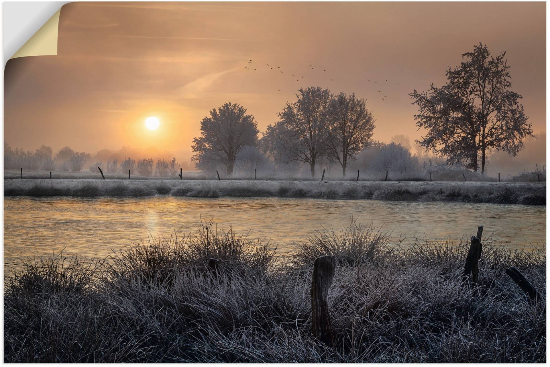 Artland Wandbild »Ein Wintertag beginnt«, Bilder vom Sonnenuntergang & -aufgang, (1 St.), als Alubild, Outdoorbild, Leinwandbild, Wandaufkleber, versch. Grössen von Artland