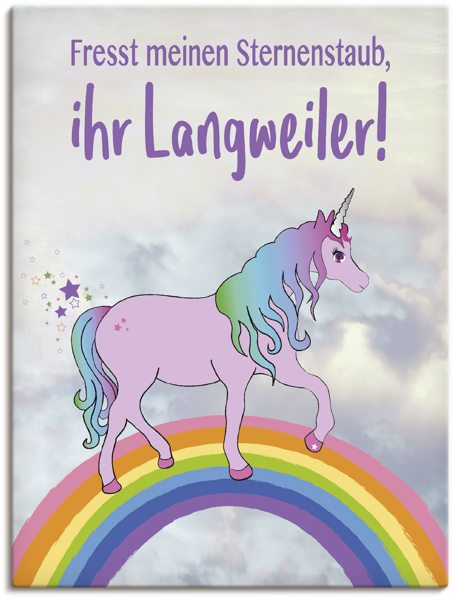 Artland Leinwandbild »Einhorn fresst meinen Sternenstaub«, Animal Fantasy, (1 St.), auf Keilrahmen gespannt von Artland