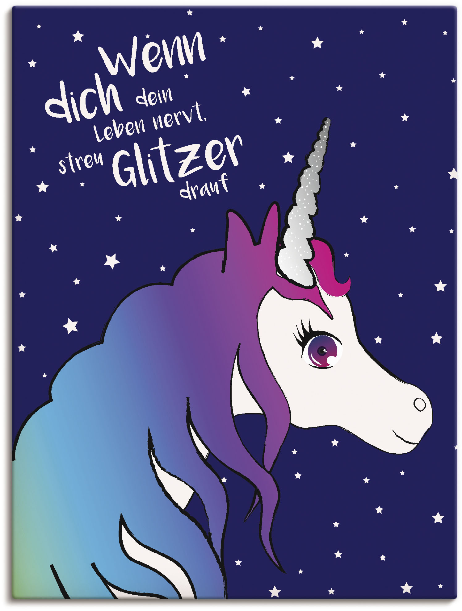 Artland Wandbild »Einhorn streu Glitzer auf dein Leben«, Animal Fantasy, (1 St.), als Leinwandbild in verschied. Grössen von Artland