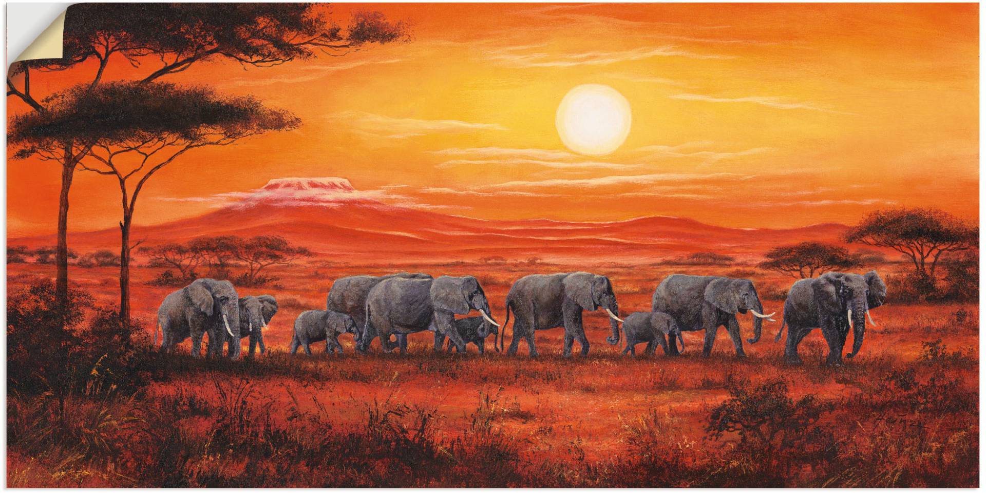 Artland Wandbild »Elefantenherde«, Wildtiere, (1 St.), als Leinwandbild, Poster, Wandaufkleber in verschied. Grössen von Artland