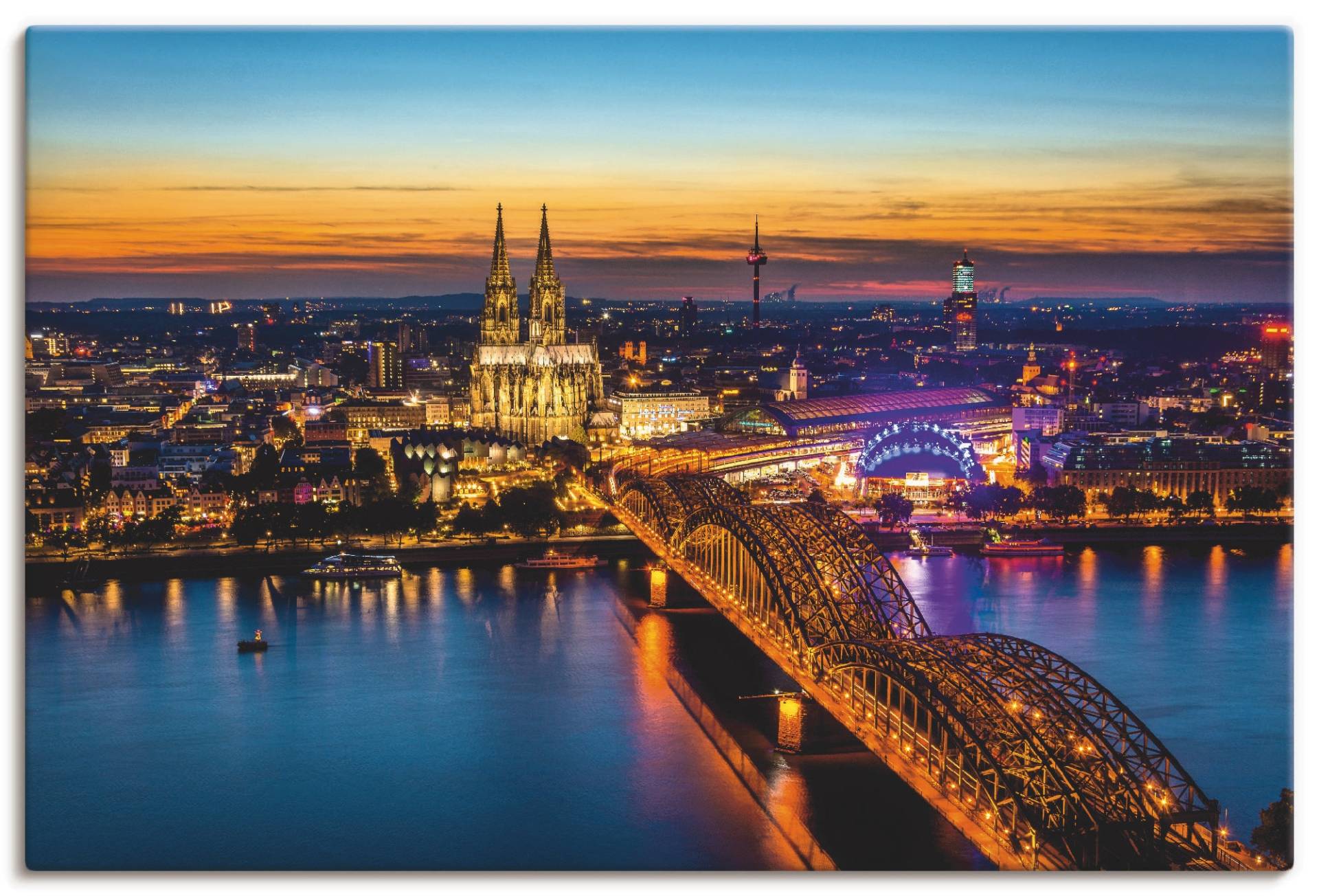 Artland Leinwandbild »Erleuchtetes Köln von oben«, Deutschland, (1 St.), auf Keilrahmen gespannt Artland Leinwandbild »Erleuchtetes Köln von oben«, Deutschland, (1 St.), auf Keilrahmen gespannt von Artland