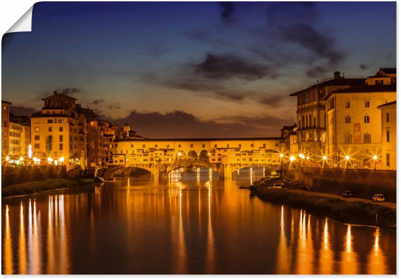 Artland Wandbild »FLORENZ Ponte Vecchio am Abend«, Florenz, (1 St.), als Alubild, Outdoorbild, Leinwandbild in verschied. Grössen von Artland