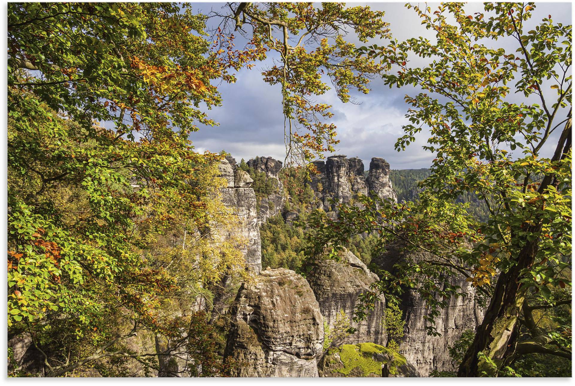 Artland Wandbild »Felsen Bäume in der Sächsische Schweiz«, Berge & Alpenbilder, (1 St.), als Alubild, Leinwandbild, Wandaufkleber oder Poster in versch. Grössen von Artland