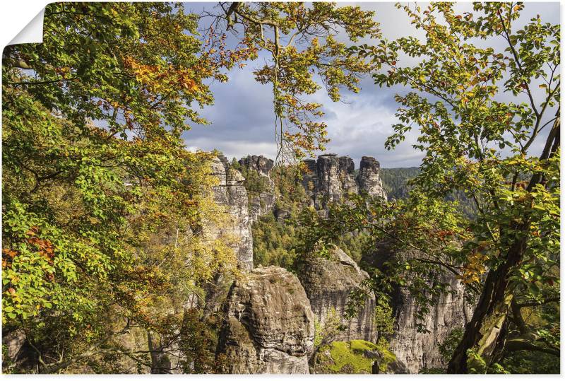 Artland Wandbild »Felsen Bäume in der Sächsische Schweiz«, Berge & Alpenbilder, (1 St.), als Alubild, Leinwandbild, Wandaufkleber oder Poster in versch. Grössen von Artland