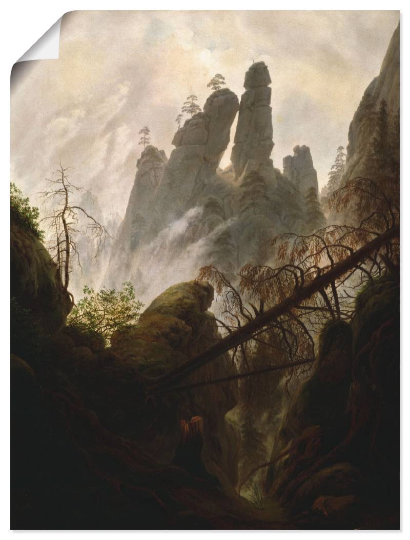 Artland Kunstdruck »Felsenschlucht, 1822/23«, Felsen, (1 St.), als Leinwandbild, Wandaufkleber oder Poster in versch. Grössen von Artland