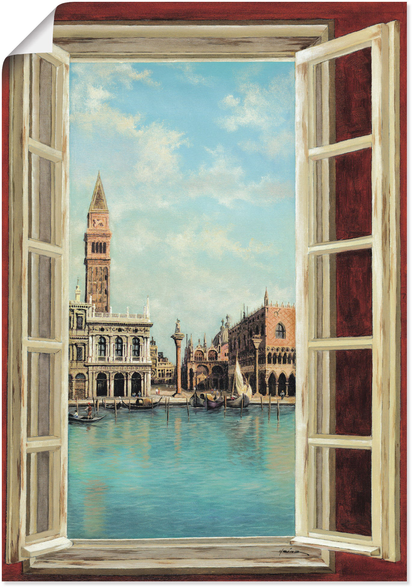 Artland Wandbild »Fenster mit Blick auf Venedig«, Fensterblick, (1 St.), als Leinwandbild, Poster, Wandaufkleber in verschied. Grössen von Artland