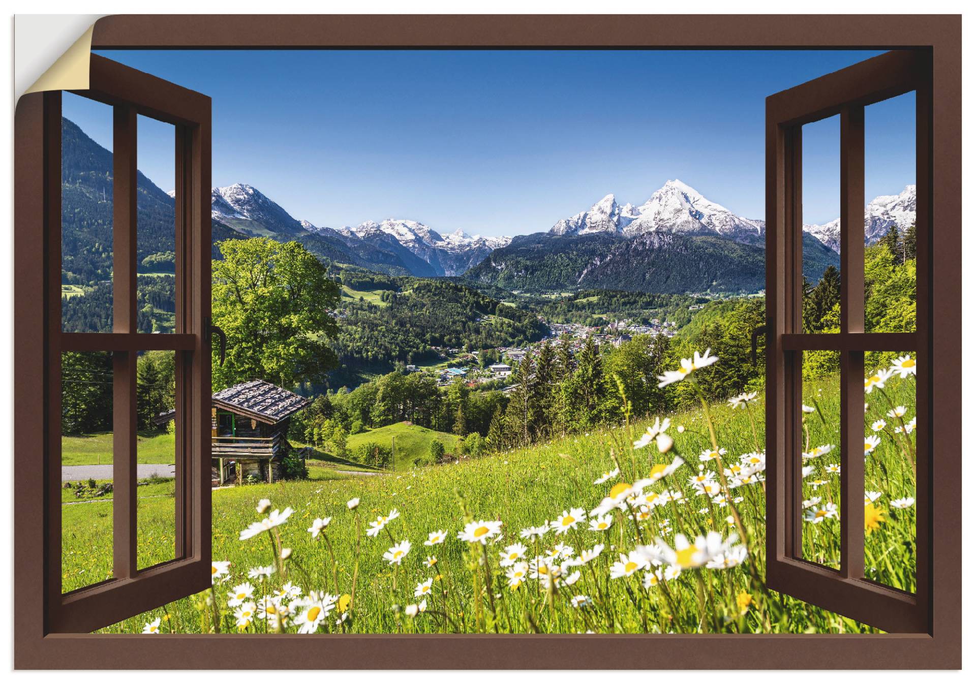 Artland Wandbild »Fensterblick Bayerischen Alpen«, Berge, (1 St.), als Alubild, Outdoorbild, Leinwandbild, Poster, Wandaufkleber Artland Wandbild »Fensterblick Bayerischen Alpen«, Berge, (1 St.), als Alubild, Outdoorbild, Leinwandbild, Poster, Wandaufkleber von Artland