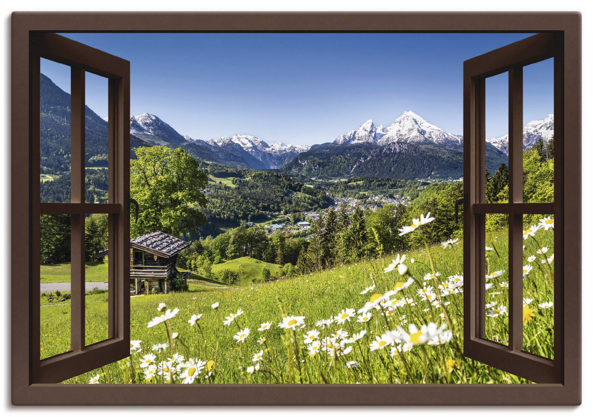 Artland Wandbild »Fensterblick Bayerischen Alpen«, Berge, (1 St.), als Alubild, Outdoorbild, Leinwandbild, Poster, Wandaufkleber von Artland