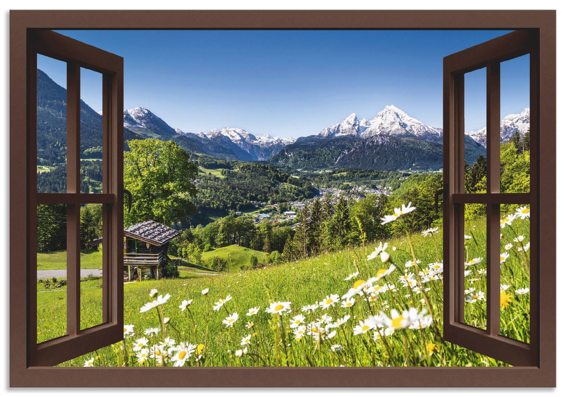 Artland Wandbild »Fensterblick Bayerischen Alpen«, Berge, (1 St.), als Alubild, Outdoorbild, Leinwandbild, Poster, Wandaufkleber von Artland