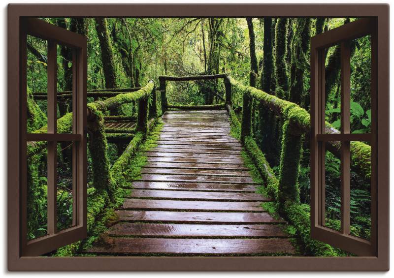 Artland Wandbild »Fensterblick Brückenpfad im Wald«, Fensterblick, (1 St.), als Alubild, Leinwandbild, Wandaufkleber oder Poster in versch. Grössen von Artland