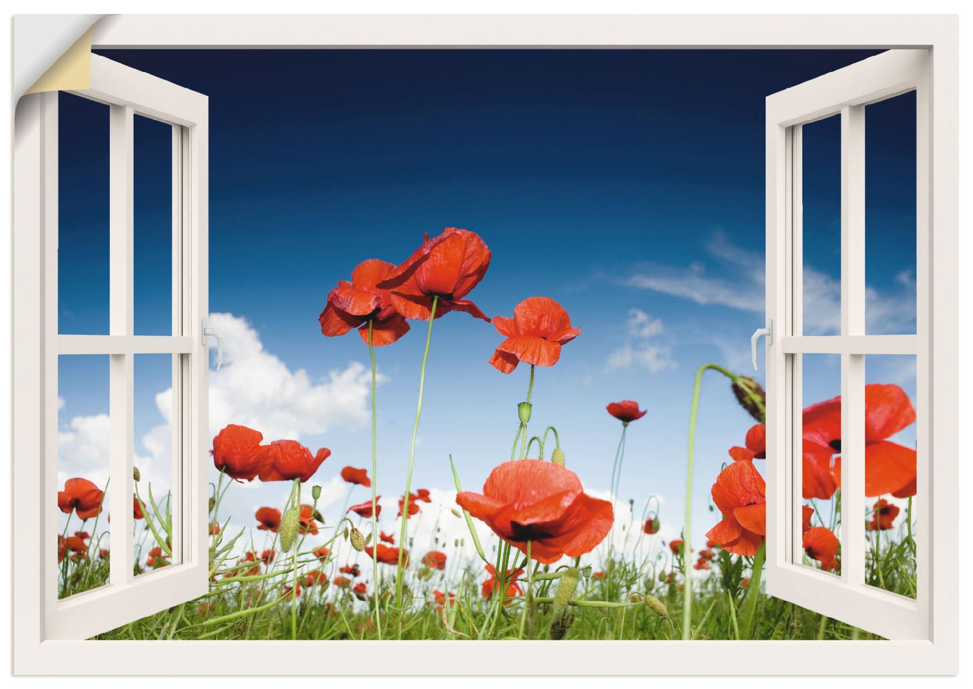 Artland Wandbild »Fensterblick Feld mit Mohnblumen«, Fensterblick, (1 St.), als Leinwandbild, Poster, Wandaufkleber in verschied. Grössen von Artland