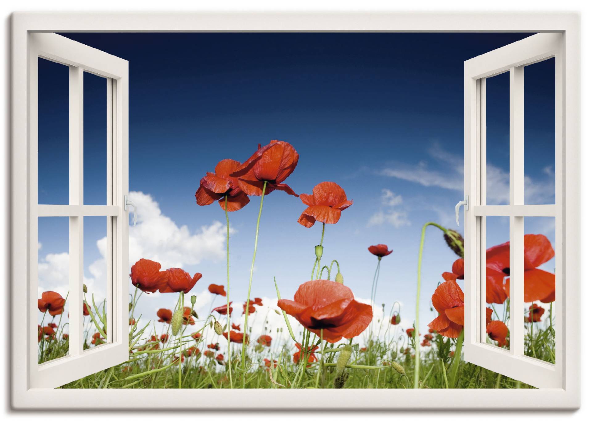 Artland Wandbild »Fensterblick Feld mit Mohnblumen«, Fensterblick, (1 St.), als Leinwandbild, Poster, Wandaufkleber in verschied. Grössen Artland Wandbild »Fensterblick Feld mit Mohnblumen«, Fensterblick, (1 St.), als Leinwandbild, Poster, Wandaufkleber in verschied. Grössen von Artland
