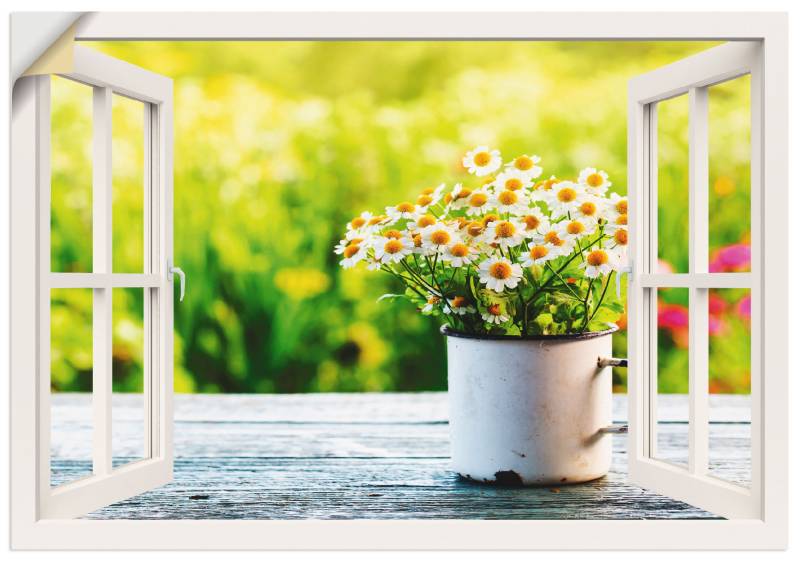 Artland Wandbild »Fensterblick Garten mit Gänseblümchen«, Blumen, (1 St.), als Alubild, Outdoorbild, Leinwandbild, Wandaufkleber, versch. Grössen von Artland