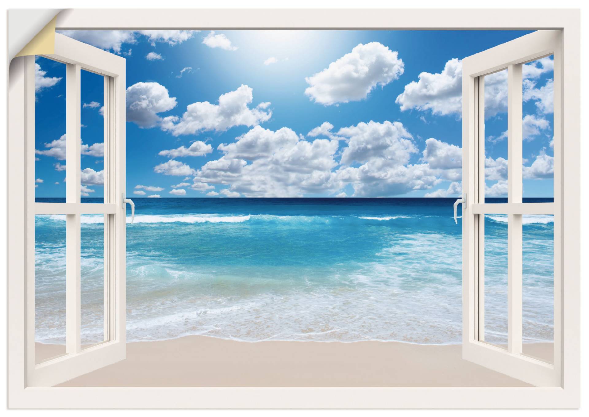 Artland Wandbild »Fensterblick Grossartige Strandlandschaft«, Fensterblick, (1 St.), als Leinwandbild, Poster, Wandaufkleber in verschied. Grössen von Artland