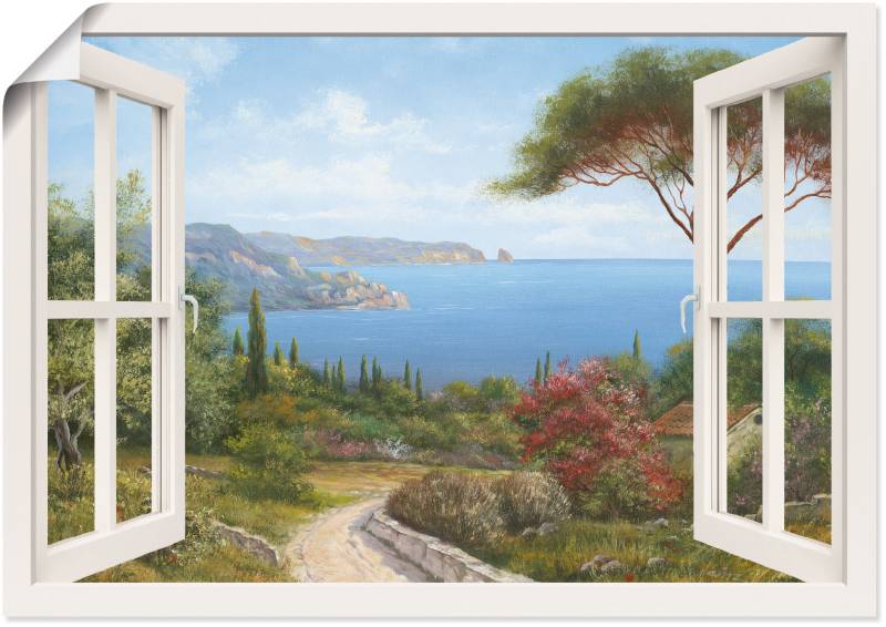 Artland Wandbild »Fensterblick - Haus am Meer I«, Fensterblick, (1 St.), als Leinwandbild, Poster, Wandaufkleber in verschied. Grössen von Artland