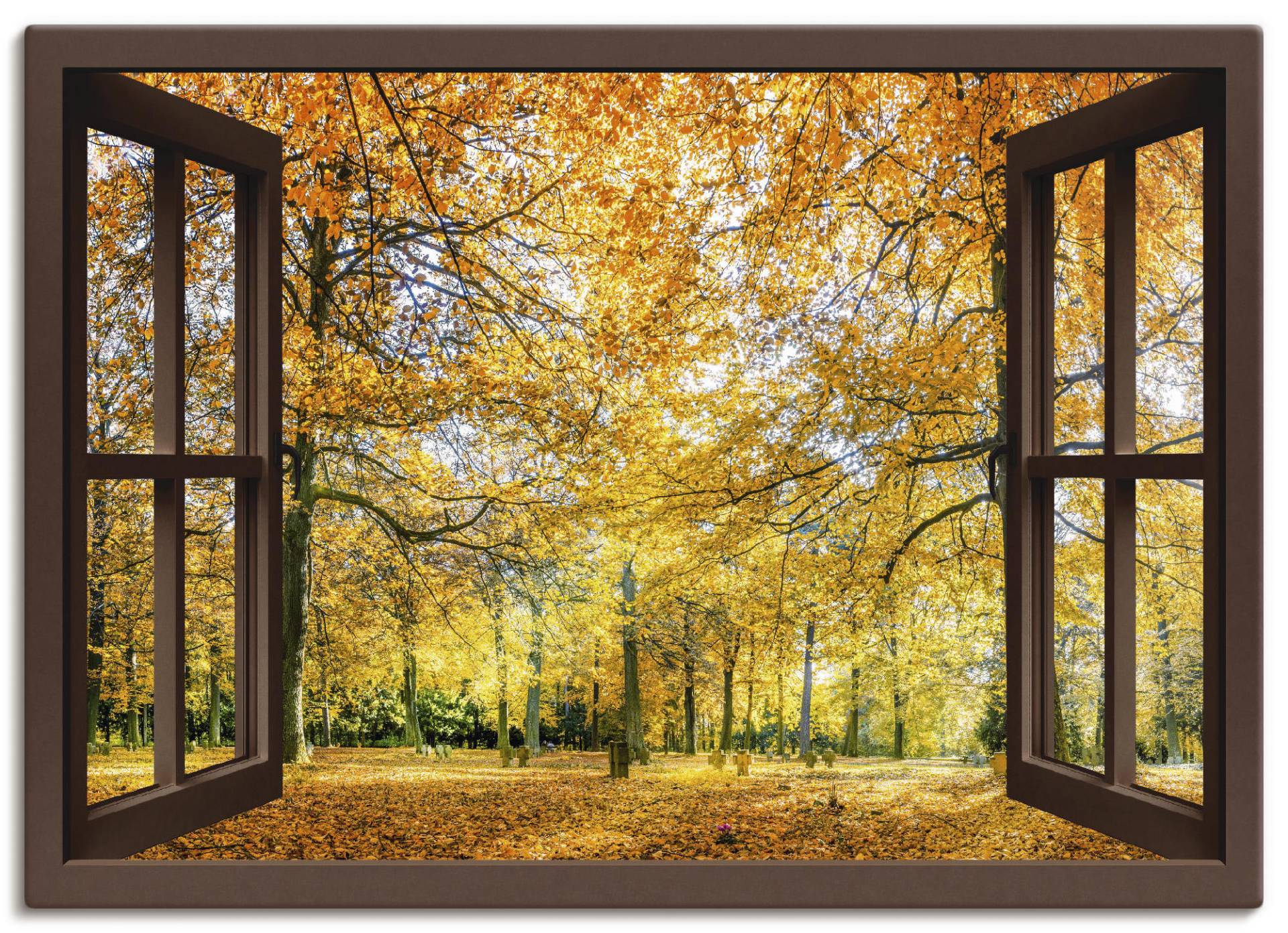 Artland Wandbild »Fensterblick - Herbstwald Panorama«, Fensterblick, (1 St.), als Leinwandbild, Poster, Wandaufkleber in verschied. Grössen von Artland