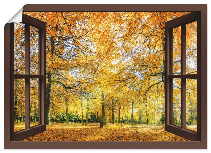 Artland Wandbild »Fensterblick - Herbstwald Panorama«, Fensterblick, (1 St.), als Leinwandbild, Poster, Wandaufkleber in verschied. Grössen von Artland