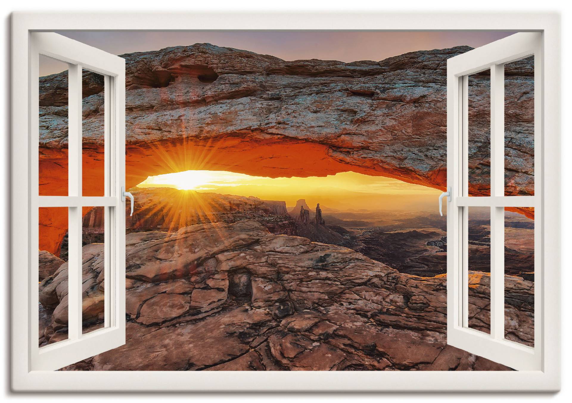 Artland Wandbild »Fensterblick Iconic Mesa Arch«, Felsen, (1 St.), als Leinwandbild, Wandaufkleber oder Poster in versch. Grössen von Artland