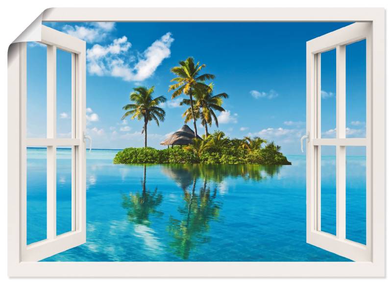 Artland Wandbild »Fensterblick Insel Palmen Meer«, Fensterblick, (1 St.), als Leinwandbild, Poster, Wandaufkleber in verschied. Grössen von Artland