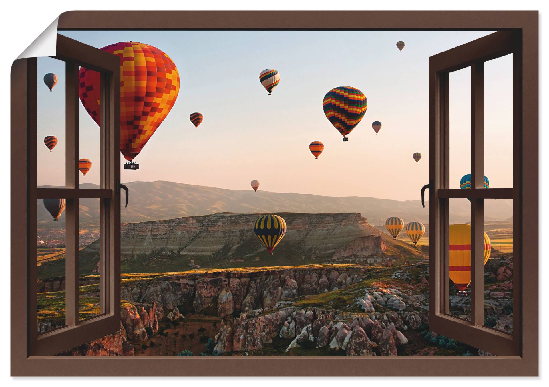 Artland Wandbild »Fensterblick Kappadokien Ballonfahrt«, Ballonfahren, (1 St.), als Leinwandbild, Poster, Wandaufkleber in verschied. Grössen von Artland