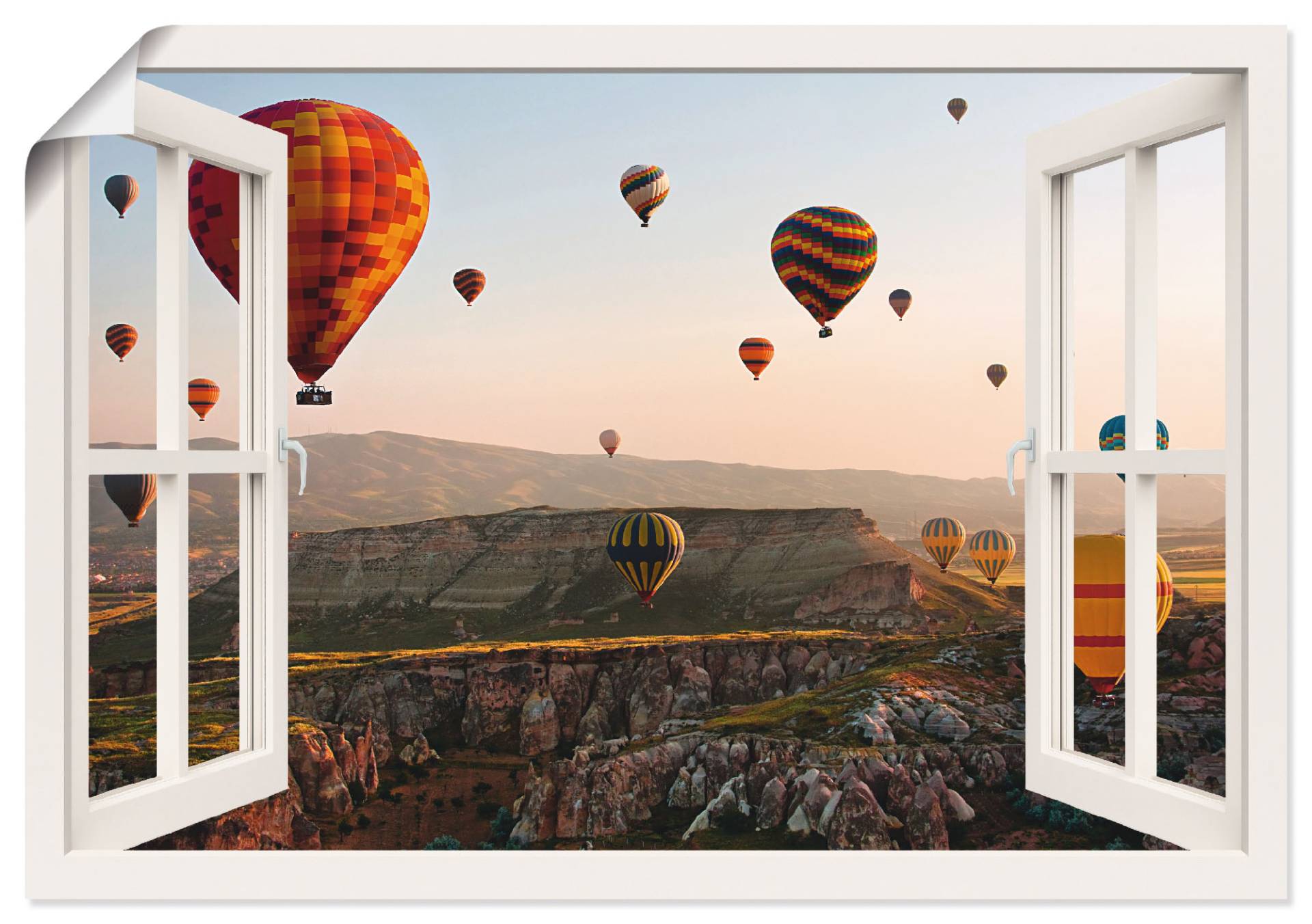 Artland Wandbild »Fensterblick Kappadokien Ballonfahrt«, Ballonfahren, (1 St.), als Poster, Wandaufkleber in verschied. Grössen von Artland