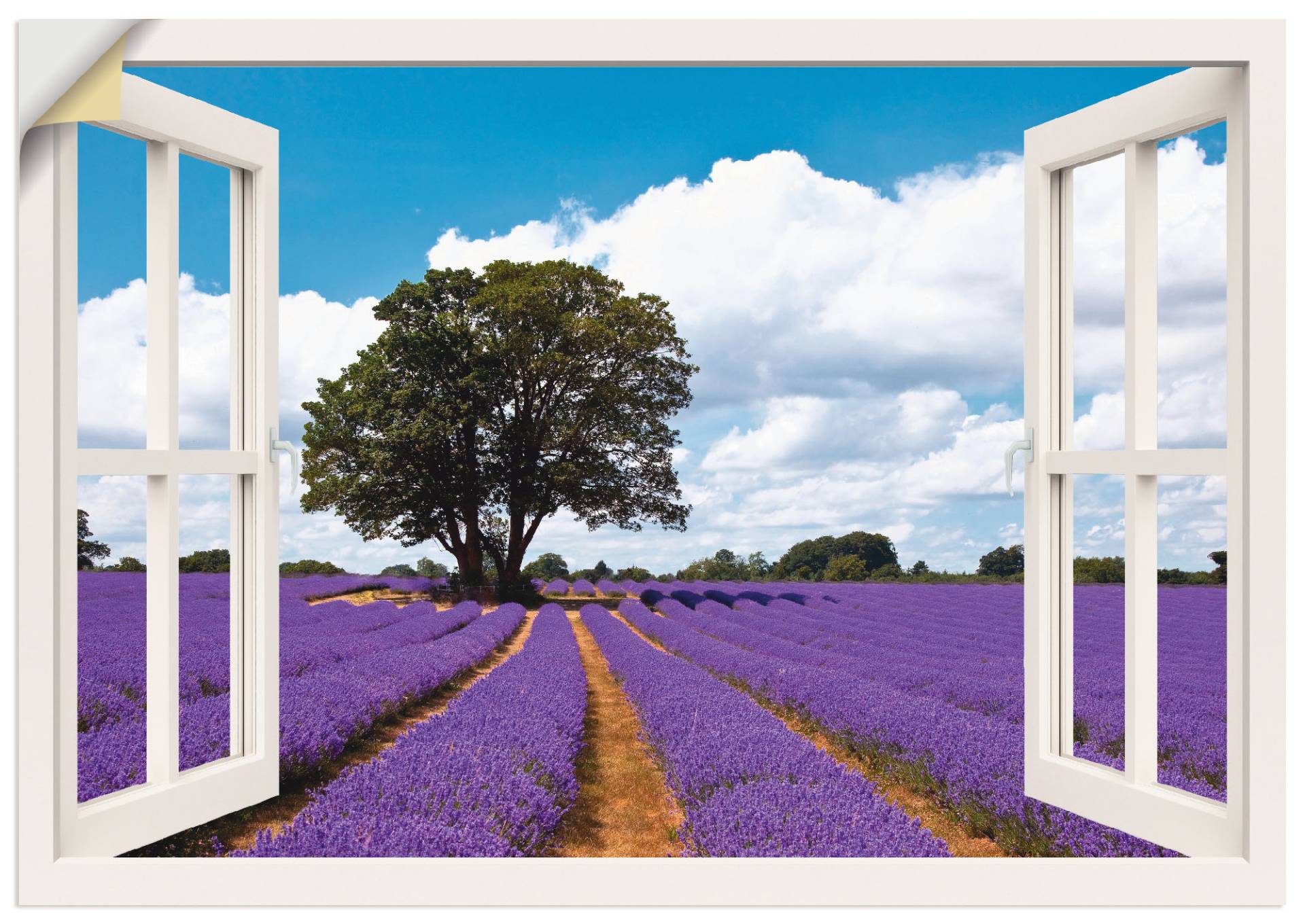 Artland Wandfolie »Fensterblick Lavendelfeld im Sommer«, Fensterblick, (1 St.), selbstklebend von Artland