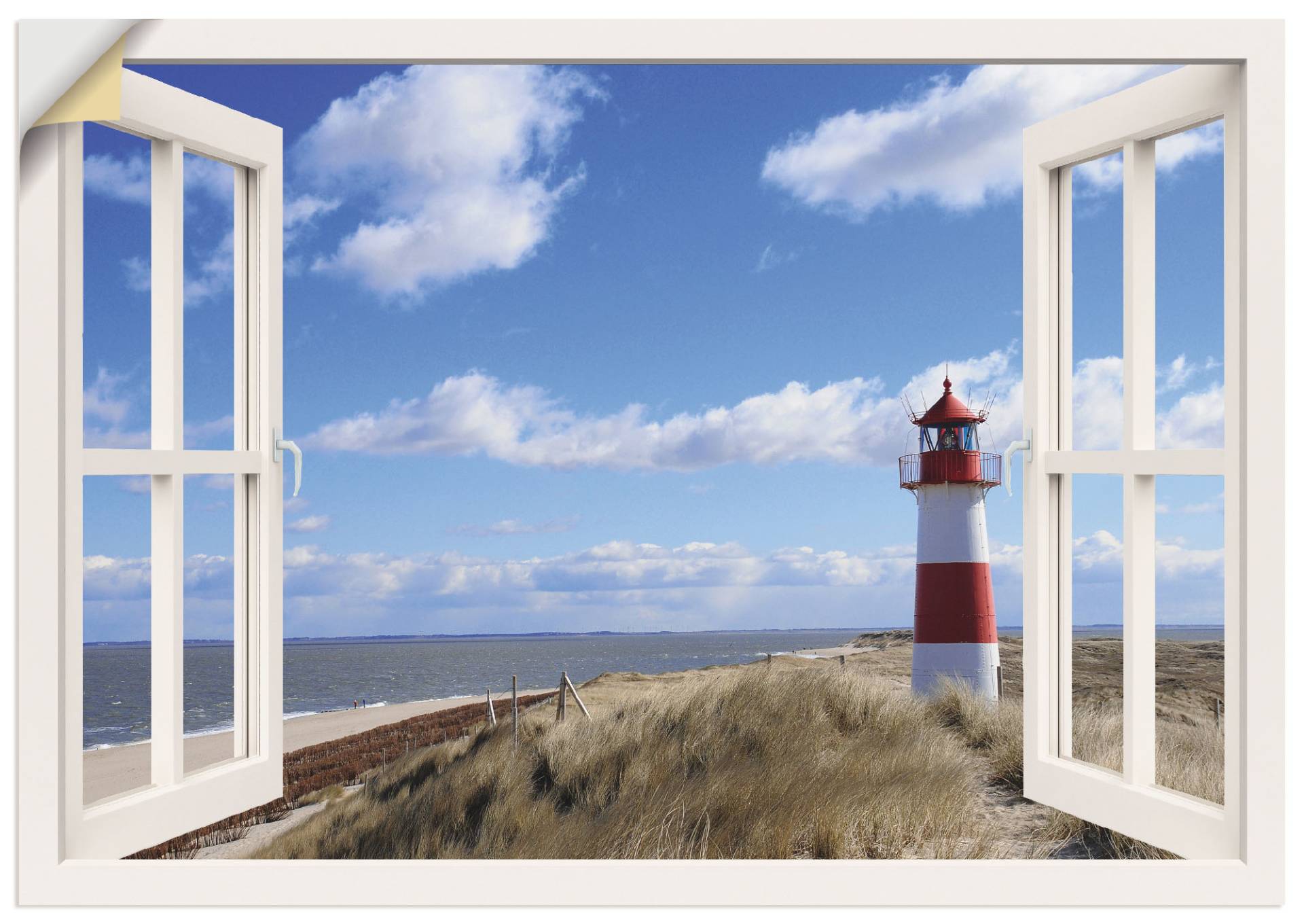 Artland Wandbild »Fensterblick - Leuchtturm Sylt«, Fensterblick, (1 St.), als Leinwandbild, Poster, Wandaufkleber in verschied. Grössen von Artland