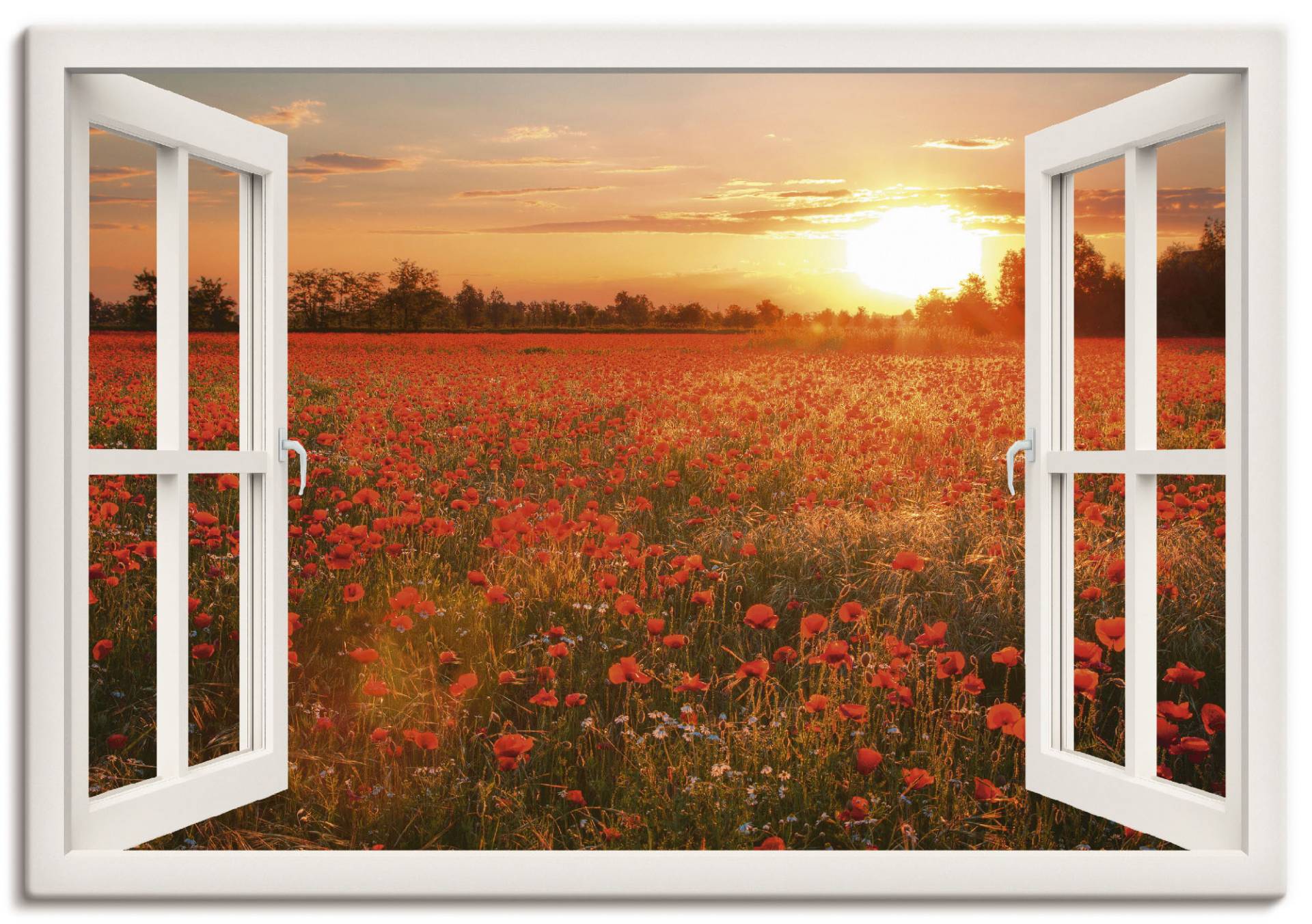Artland Wandbild »Fensterblick Mohnblumenfeld«, Blumen, (1 St.), als Leinwandbild, Poster, Wandaufkleber in verschied. Grössen Artland Wandbild »Fensterblick Mohnblumenfeld«, Blumen, (1 St.), als Leinwandbild, Poster, Wandaufkleber in verschied. Grössen von Artland