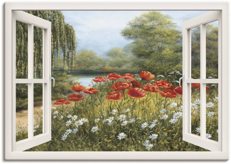 Artland Wandbild »Fensterblick Mohnwiese«, Fensterblick, (1 St.), als Leinwandbild, Poster in verschied. Grössen von Artland