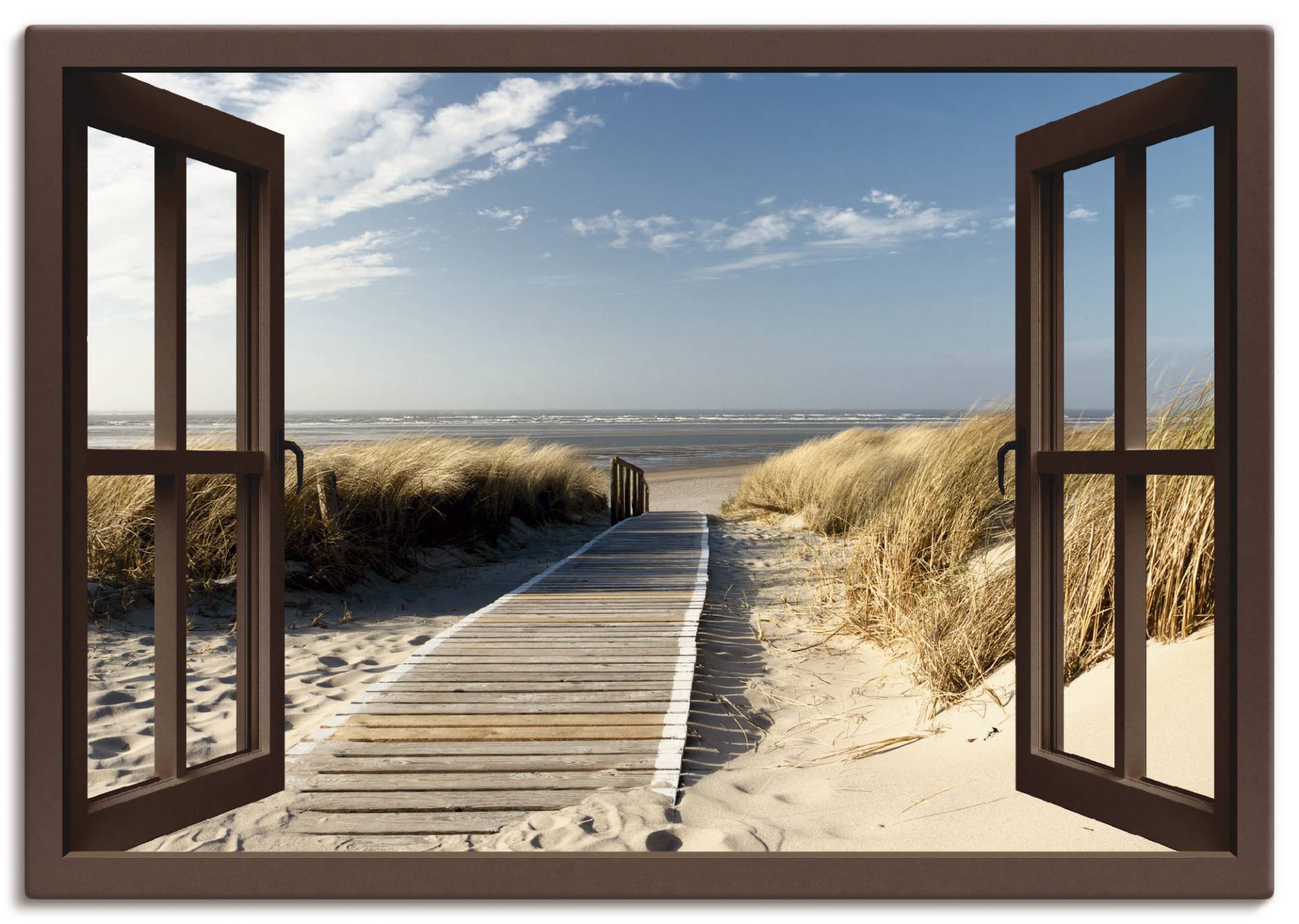 Artland Wandbild »Fensterblick Nordseestrand auf Langeoog«, Fensterblick, (1 St.), als Leinwandbild, Poster, Wandaufkleber in verschied. Grössen von Artland