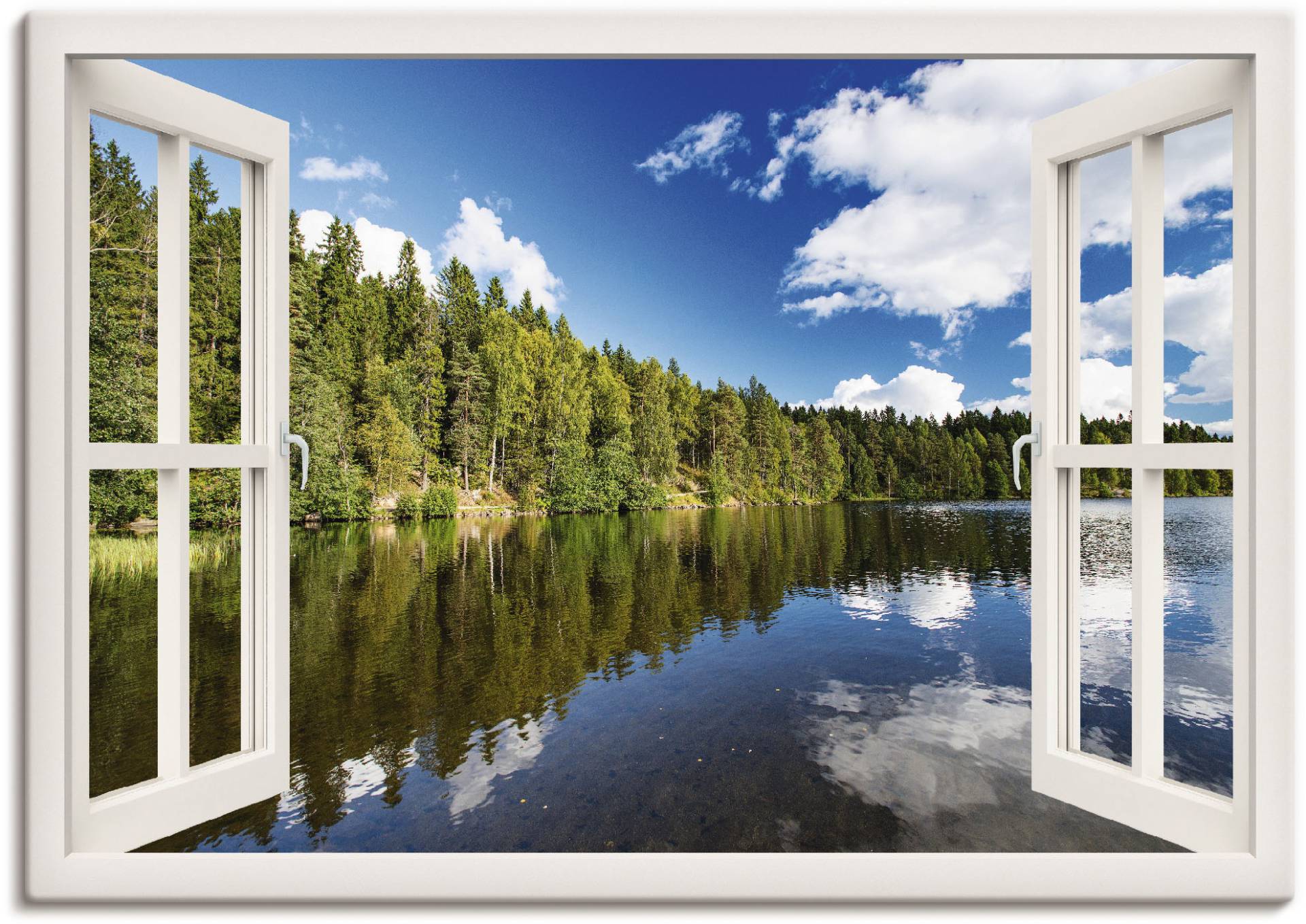 Artland Wandbild »Fensterblick Norwegische Landschaft«, Fensterblick, (1 St.), als Alubild, Outdoorbild, Leinwandbild, Wandaufkleber, versch. Grössen von Artland