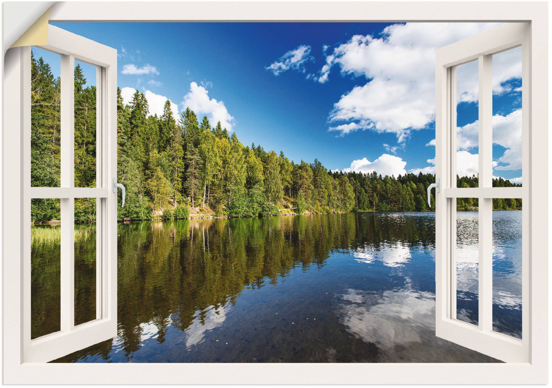 Artland Wandbild »Fensterblick Norwegische Landschaft«, Fensterblick, (1 St.), als Alubild, Outdoorbild, Leinwandbild, Wandaufkleber, versch. Grössen von Artland