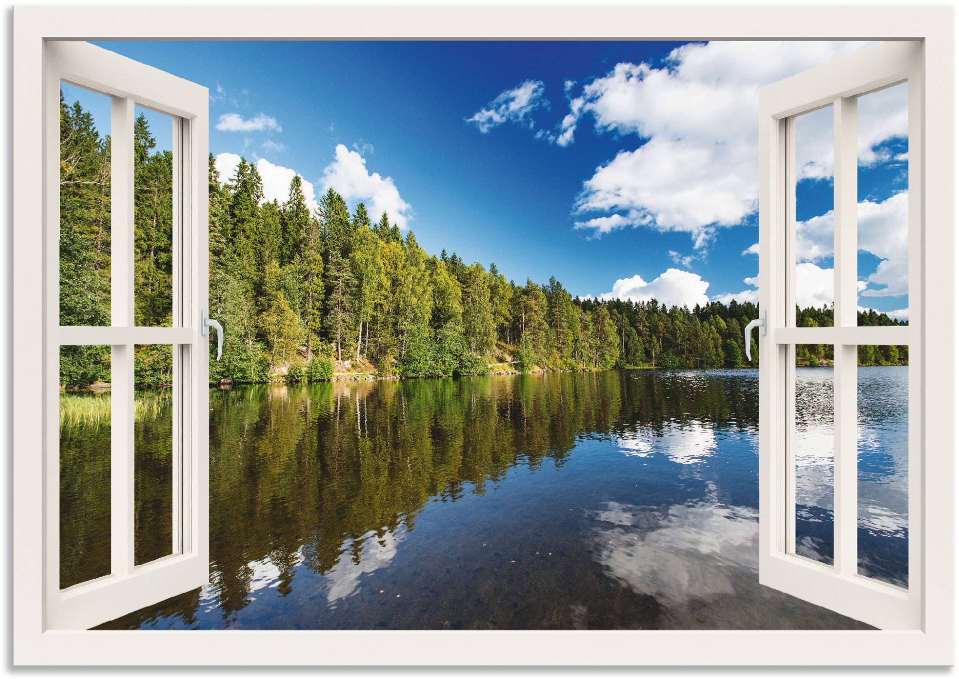 Artland Wandbild »Fensterblick Norwegische Landschaft«, Fensterblick, (1 St.), als Alubild, Outdoorbild, Leinwandbild, Wandaufkleber, versch. Grössen von Artland