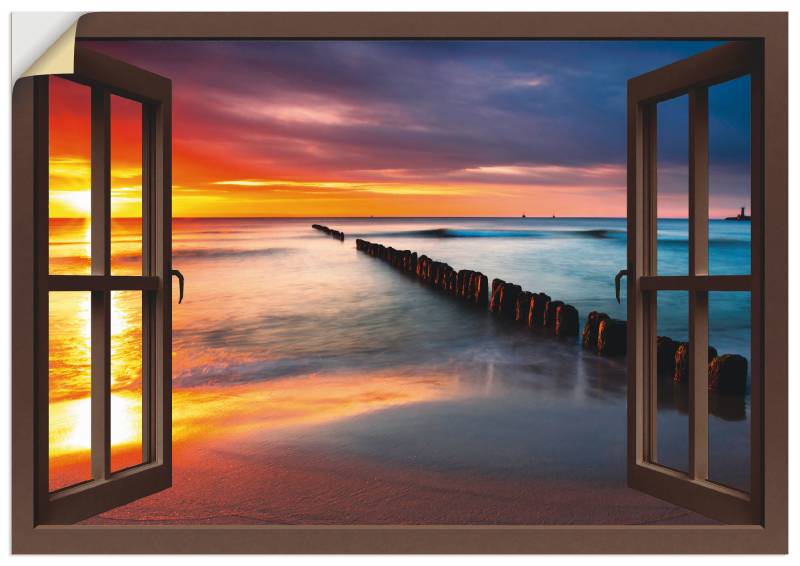 Artland Wandbild »Fensterblick Ostsee mit Sonnenaufgang«, Fensterblick, (1 St.), als Leinwandbild, Poster, Wandaufkleber in verschied. Grössen von Artland