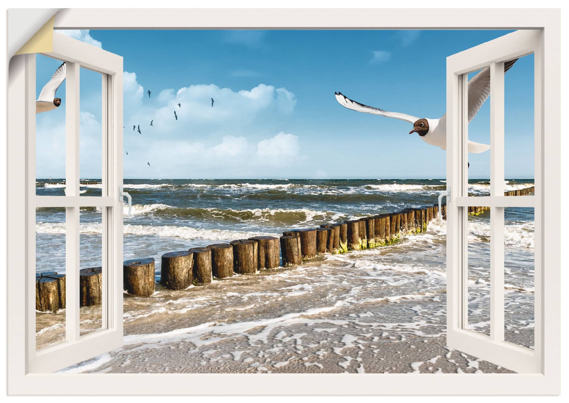 Artland Wandbild »Fensterblick - Ostsee«, Fensterblick, (1 St.), als Leinwandbild, Poster, Wandaufkleber in verschied. Grössen von Artland